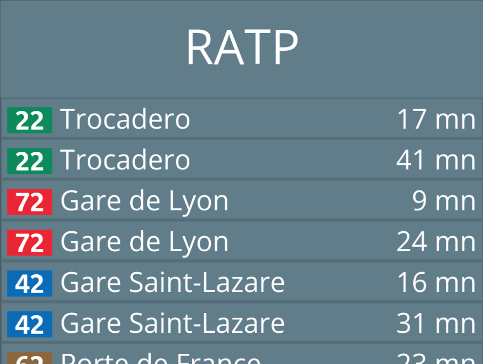 Dashing/Smashing RATP Widget